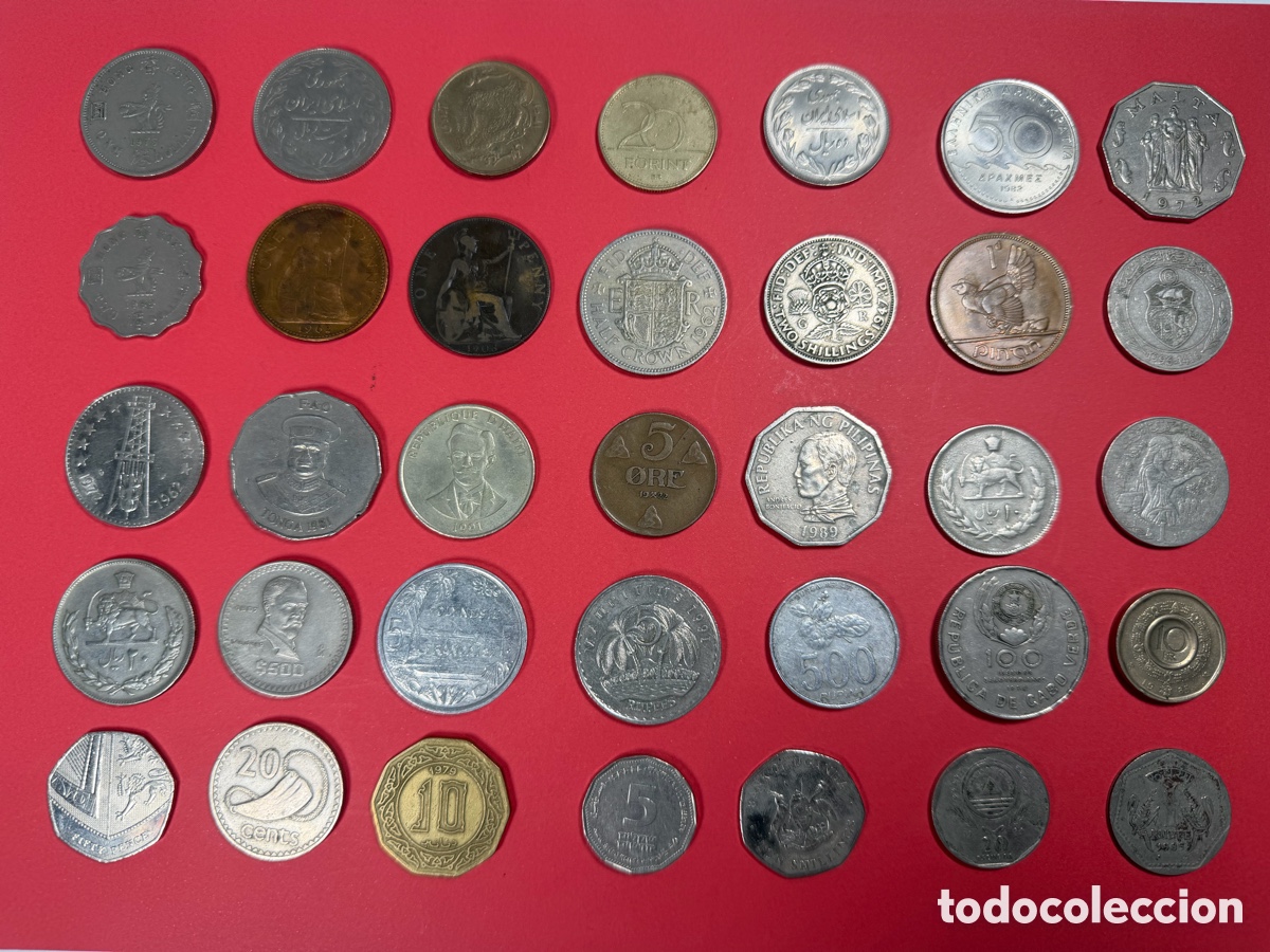 Moedas antigas de &Aacute;frica: Lote de 35 monedas extranjeras de distintos pa&iacute;ses y &eacute;pocas.