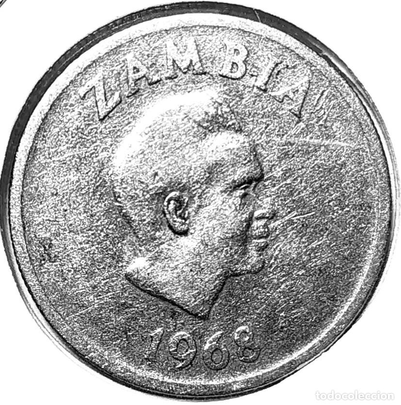 Monedas antiguas de &Aacute;frica: ZAMBIA (1968-2011) - 5 NGWEE 1968 - FLORES - B - 2,80 GR. CUPRONIQUEL - DIAMETRO 19,40 mm - MB