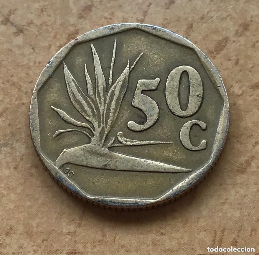Monedas antiguas de &Aacute;frica: 50 centavos de Sud&aacute;frica. A&ntilde;o 1992