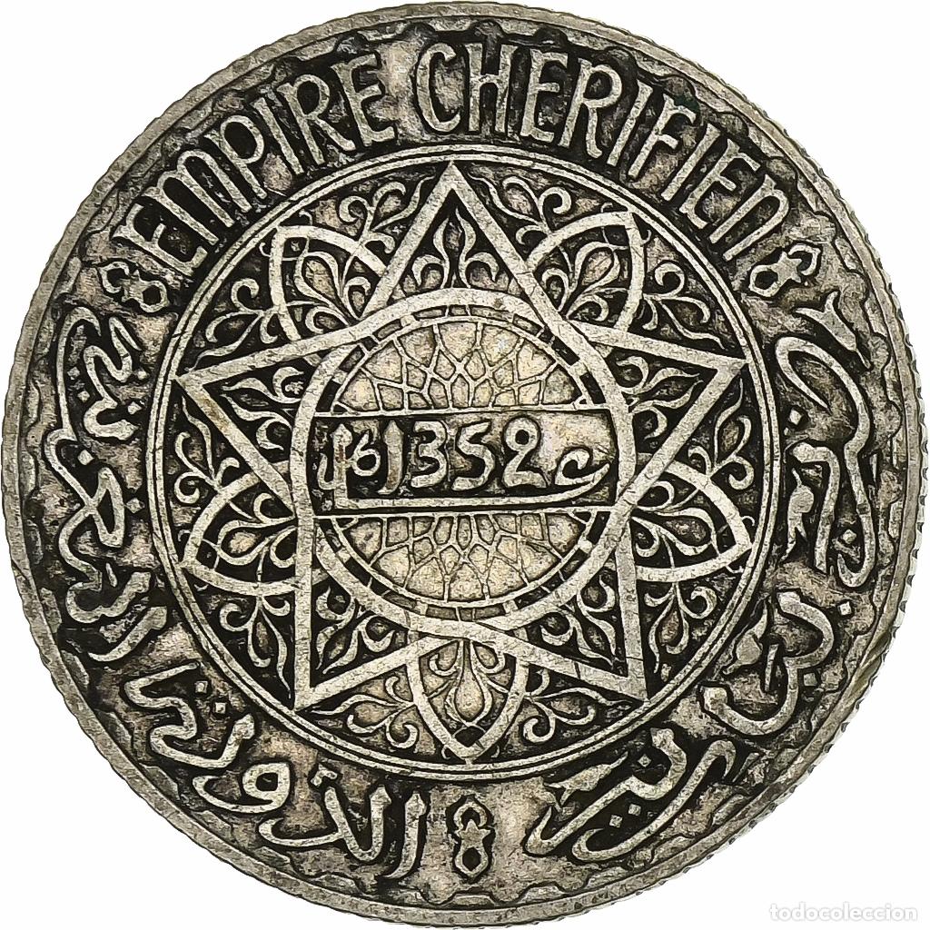 Monedas antiguas de &Aacute;frica: [#1213190] Marruecos, Mohammed V, 5 Francs, AH 1352/1933, Paris, Plata, MBC
