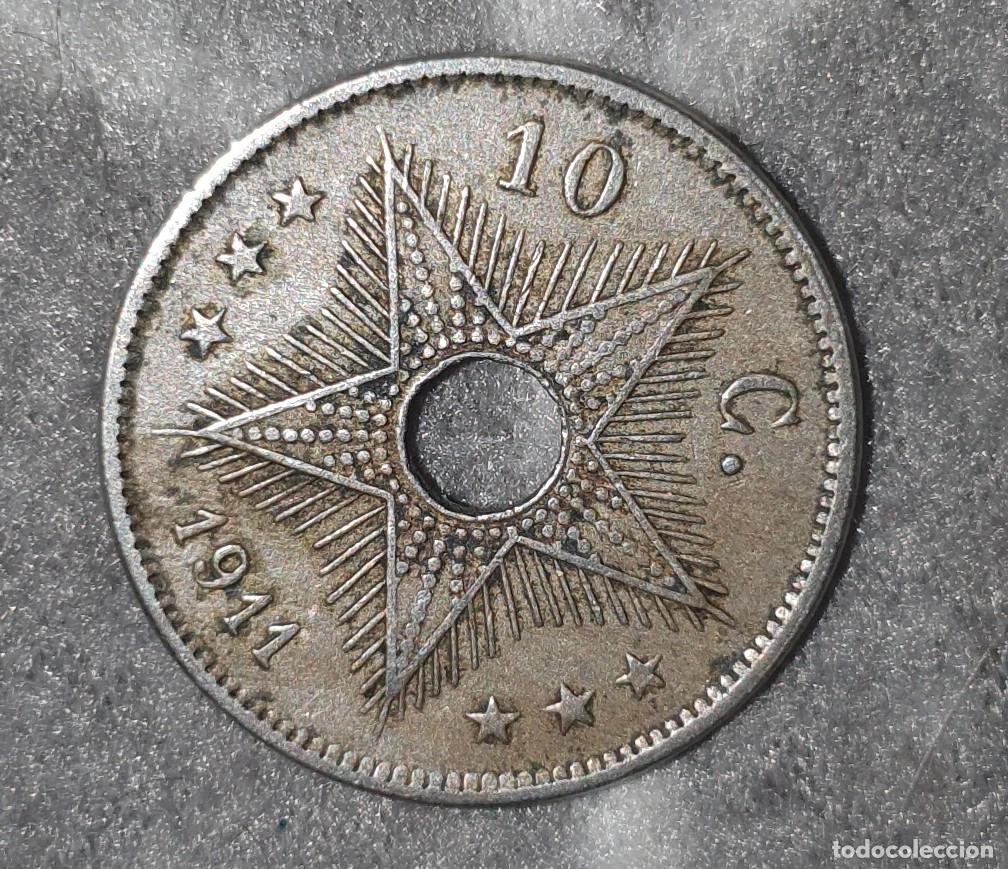 Monedas antiguas de &Aacute;frica: Congo Belga 10 Centimes 1911 &ndash; Moeda Colonial Antiga &ndash; Numism&aacute;tica