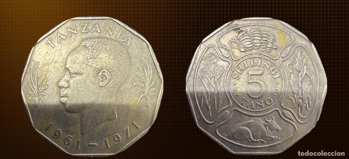 Old Coins of Africa: Tanzania 5 chelines, 10&ordm; Aniversario de la Independencia &middot; 1971