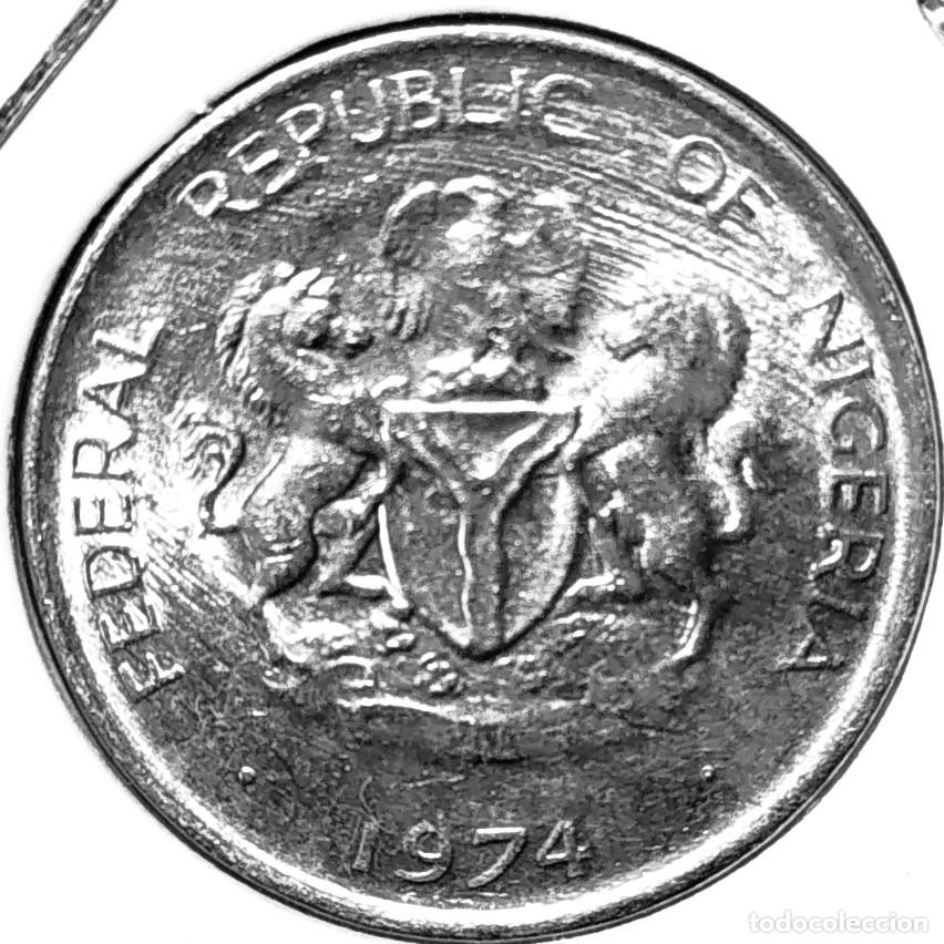 Monedas antiguas de &Aacute;frica: NIGERIA (1973-) - 5 KOBO 1974 - B - 2,80 GR. CUPRONIQUEL - DIAMETRO 20 mm - MB - KM#9.1