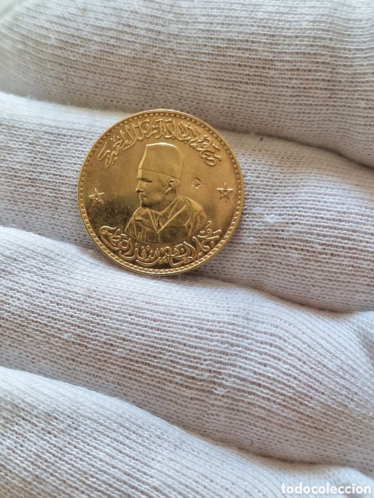 Monedas antiguas de &Aacute;frica: medalla de oro conmemorativa marruecos