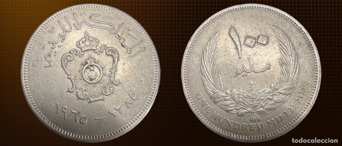 Monedas antiguas de &Aacute;frica: Libia 100 milliemes &middot; 1965