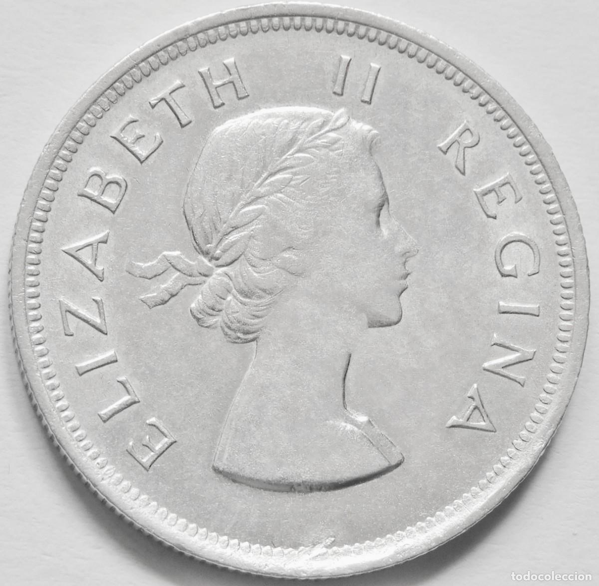 Monedas antiguas de &Aacute;frica: MONEDA SUDAFRICA 2,5 CHELINES 1955. PLATA