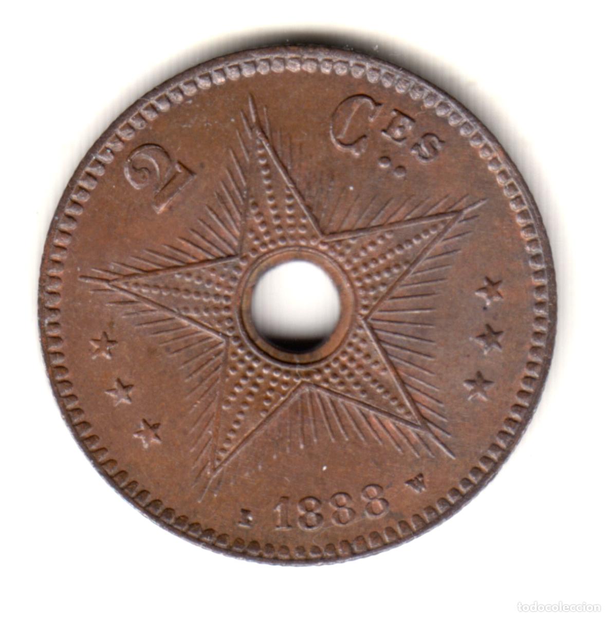 Moedas antigas de &Aacute;frica: CONGO BELGA 2 centimes 1888 Leopoldo II - Estado Libre del Congo