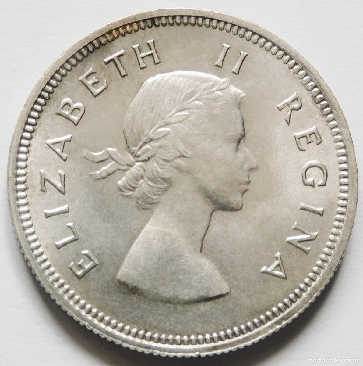 Old Coins of Africa: MONEDA SUDAFRICA 2 CHELINES 1953. PLATA SIN CIRCULAR