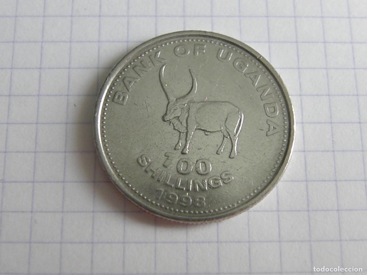 Monedas antiguas de &Aacute;frica: 100 SHILLINGS UGANDA 1998 KM#67 ESCUDO NACIONAL Y GANADO SANGA