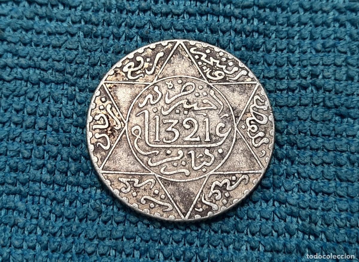 Monedas antiguas de &Aacute;frica: Marruecos, 5 Dirhams 1321 (1903)