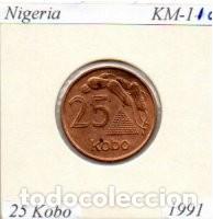 Monedas antiguas de &Aacute;frica: NIGERIA 1991, 25 KOBO, KM-11a, SC; 2,95 &euro; 1