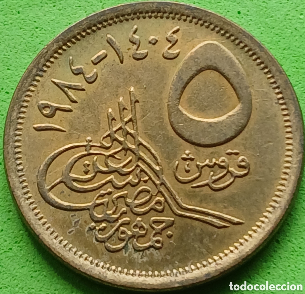 Monedas antiguas de &Aacute;frica: Egipto 5 piastras 1984 km#622 denominaci&oacute;n grande / no sombreada