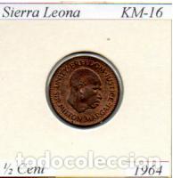 Monedas antiguas de &Aacute;frica: SIERRA LEONA 1964, 1-2 CENT, KM-16, EBC; 0,95 &euro; 1