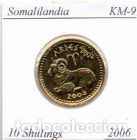 Monedas antiguas de &Aacute;frica: SOMALILANDIA 2006, 10 SHILLINGS, BA&Ntilde;O ORO, KM-9. SC; 2,95 &euro; 1