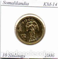 Monedas antiguas de &Aacute;frica: SOMALILANDIA 2006, 10 SHILLINGS, BA&Ntilde;O ORO, KM-14. SC; 2,95 &euro; 1