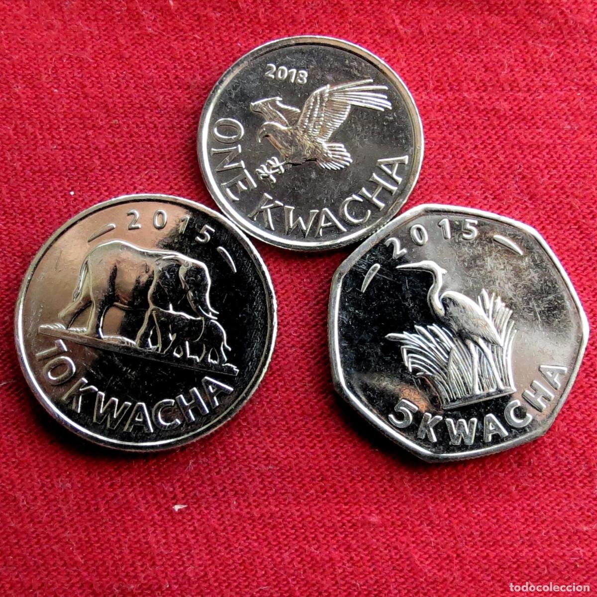 Monedas antiguas de &Aacute;frica: Malawi serie 1 5 10 kwacha 2015 2018 UNC