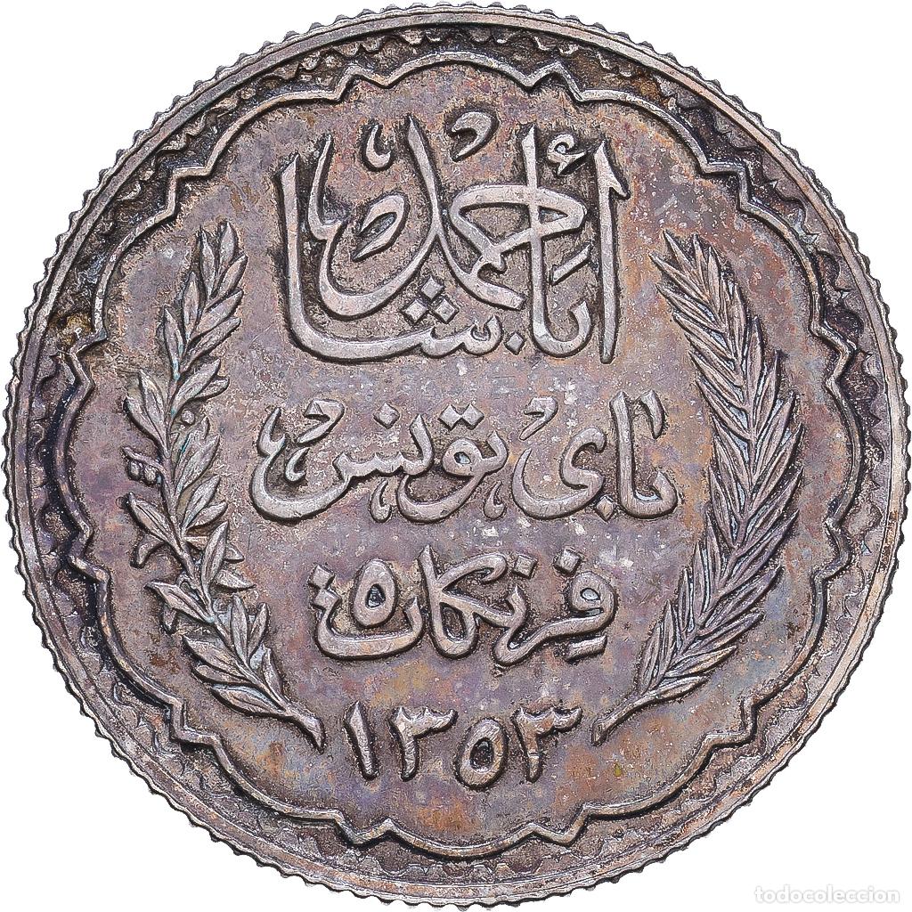 Monedas antiguas de &Aacute;frica: [#1547742] T&uacute;nez, 5 Francs, AH 1353/1934, MDP, Plata, MBC+, KM:261