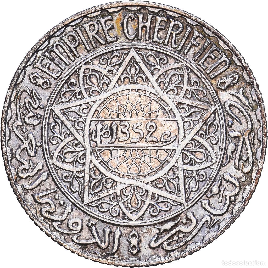 Monedas antiguas de &Aacute;frica: [#1547746] Marruecos, Mohammed V, 5 Francs, AH 1352/1933, MDP, Plata, MBC