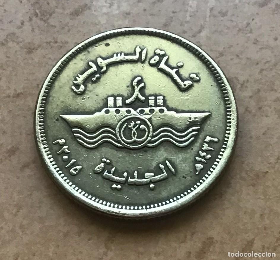 Monedas antiguas de &Aacute;frica: 50 piastras conmemorativas de Egipto. Nuevo ramal del Canal de Suez. A&ntilde;o 2015