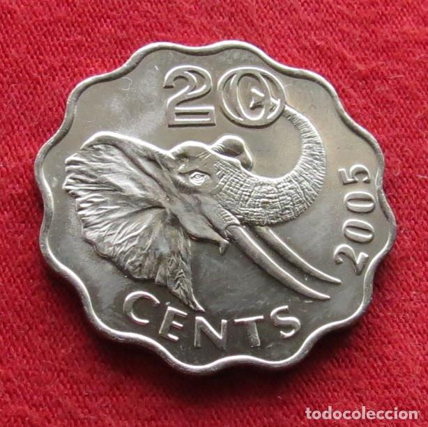 Monedas antiguas de &Aacute;frica: Swaziland 20 cents 2005 elefante Eswatini UNC