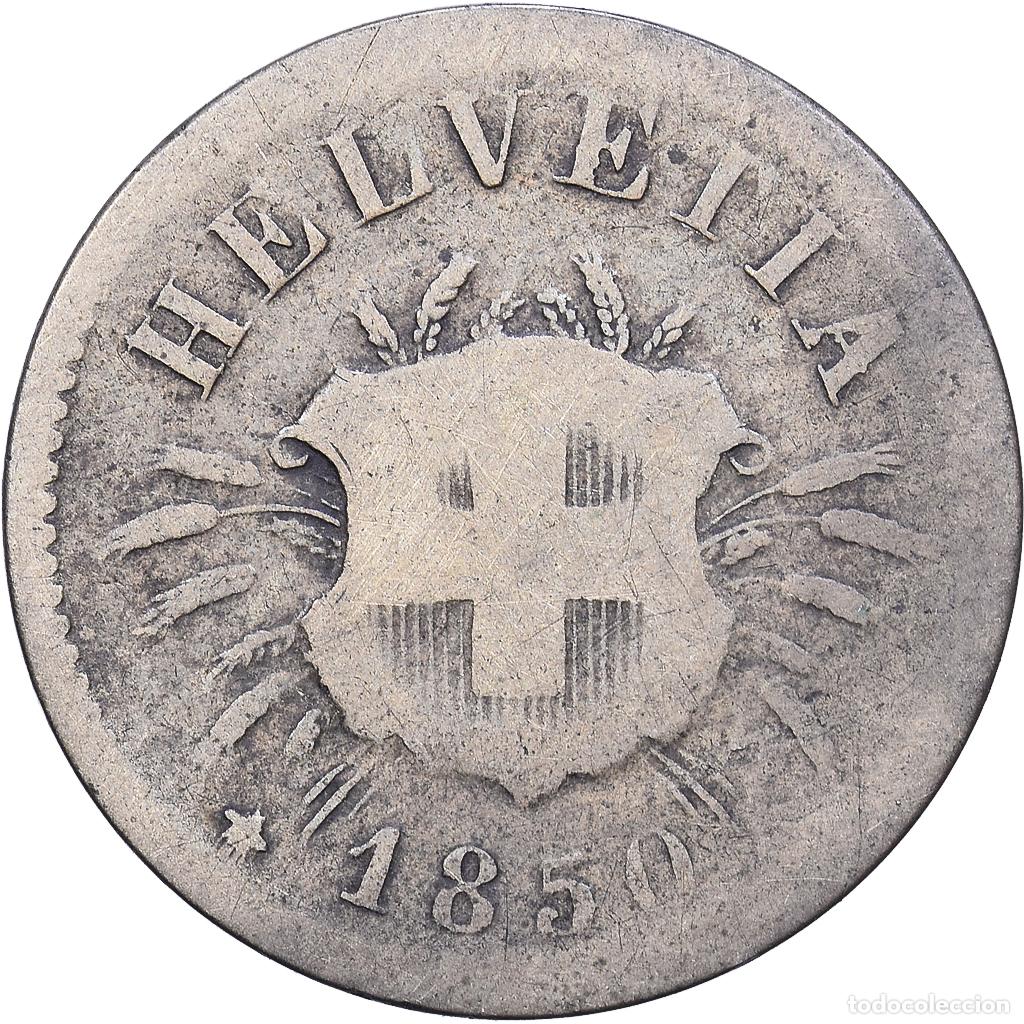 Monedas antiguas de &Aacute;frica: [#1552583] Suiza, 5 Rappen, 1850, Strassburg, Vell&oacute;n, BC, KM:5