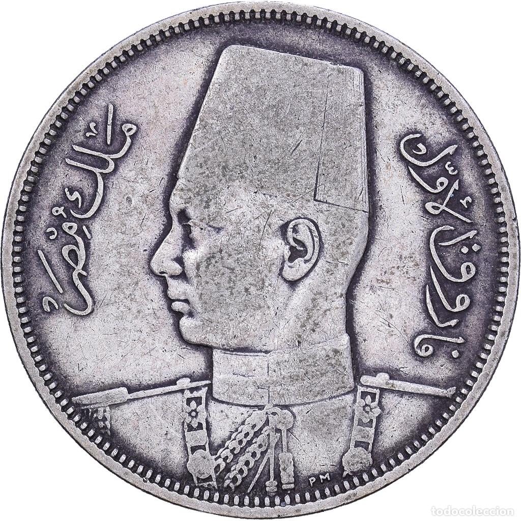 Monedas antiguas de &Aacute;frica: [#1552584] Egipto, Farouk, 5 Piastres, 1937/AH1356, British Royal Mint, Plata, MBC, KM:366