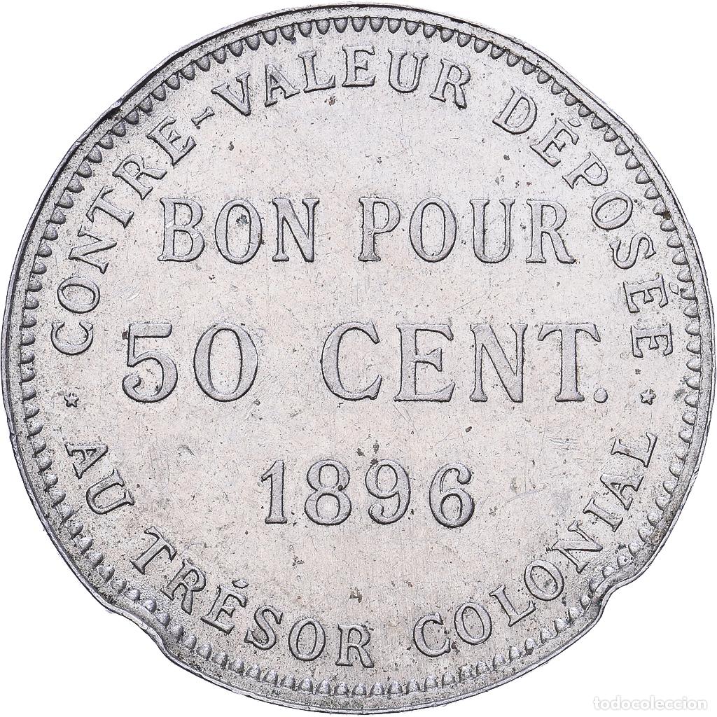 Monedas antiguas de &Aacute;frica: [#1530989] La Reuni&oacute;n, 50 Centimes, 1896, Paris, Faut&eacute;e / Error, Cobre - n&iacute;quel, MBC+