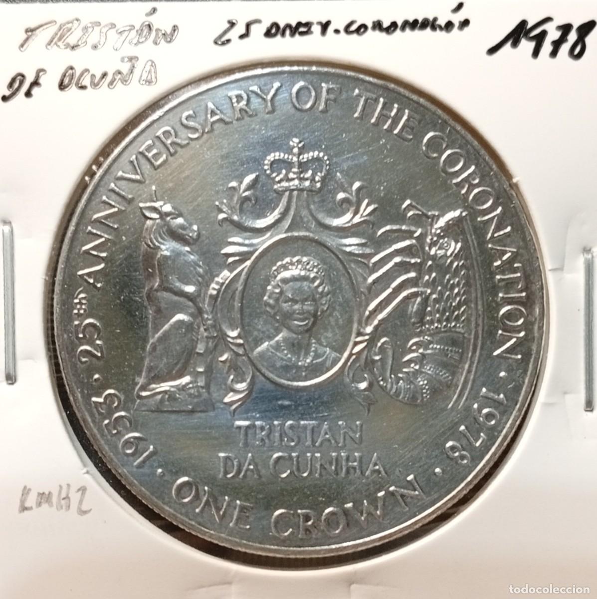 Monedas antiguas de &Aacute;frica: TRIST&Aacute;N DE ACU&Ntilde;A 1 CORONA / CROWN 1978 KM#2 EBC 25 ANIVERSARIO CORONACI&Oacute;N ISABEL II.