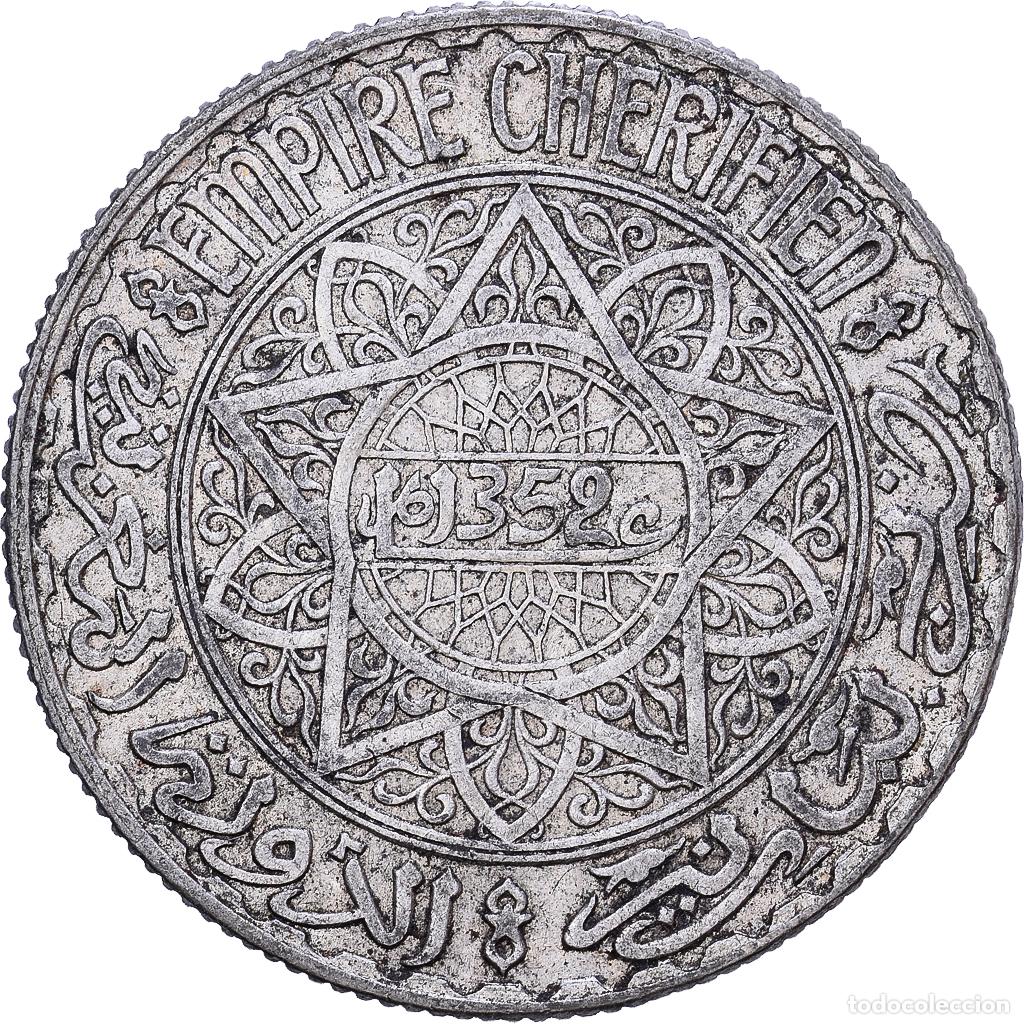 Monedas antiguas de &Aacute;frica: [#1531254] Marruecos, Mohammed V, 10 Francs, AH 1352/1933, Paris, Plata, BC+, Lecompte:255