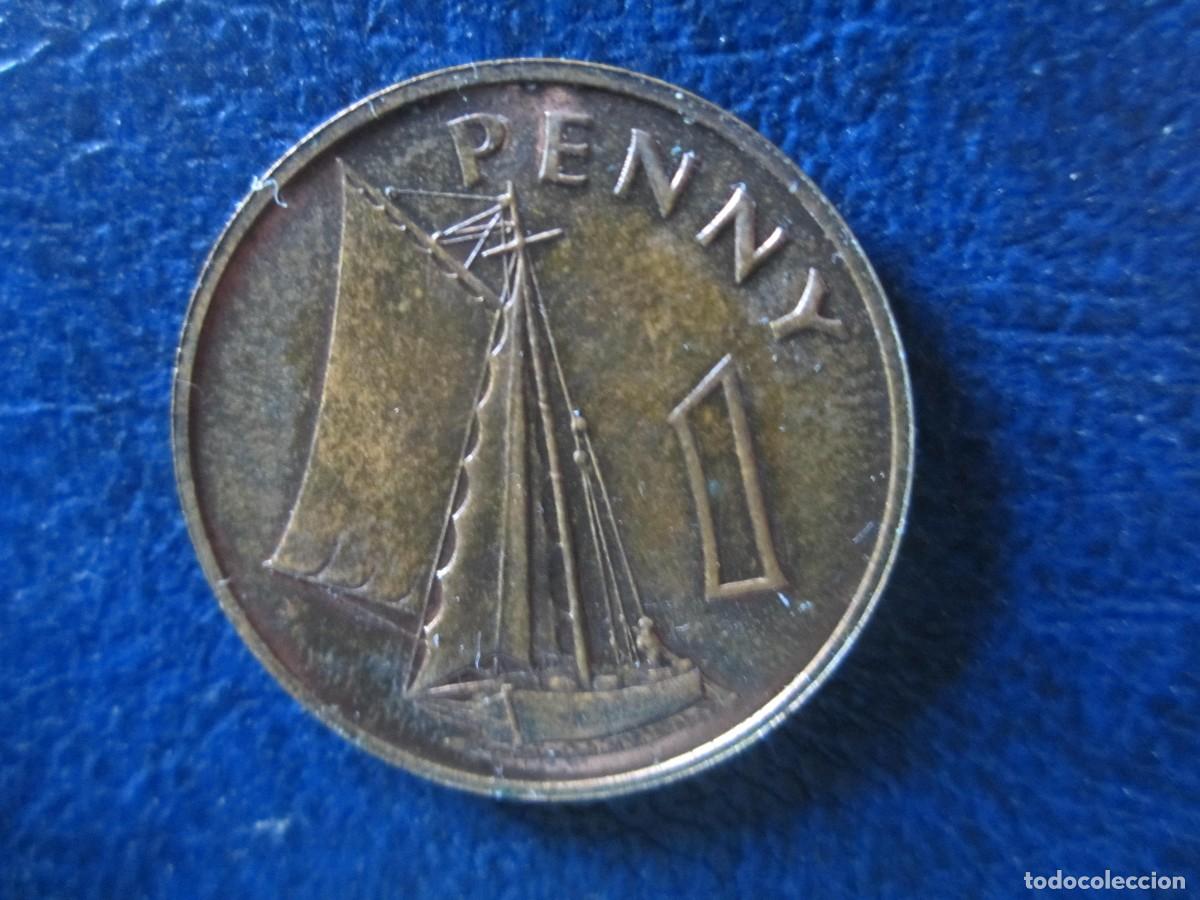Monedas antiguas de &Aacute;frica: Gambia 1 penny 1966 .