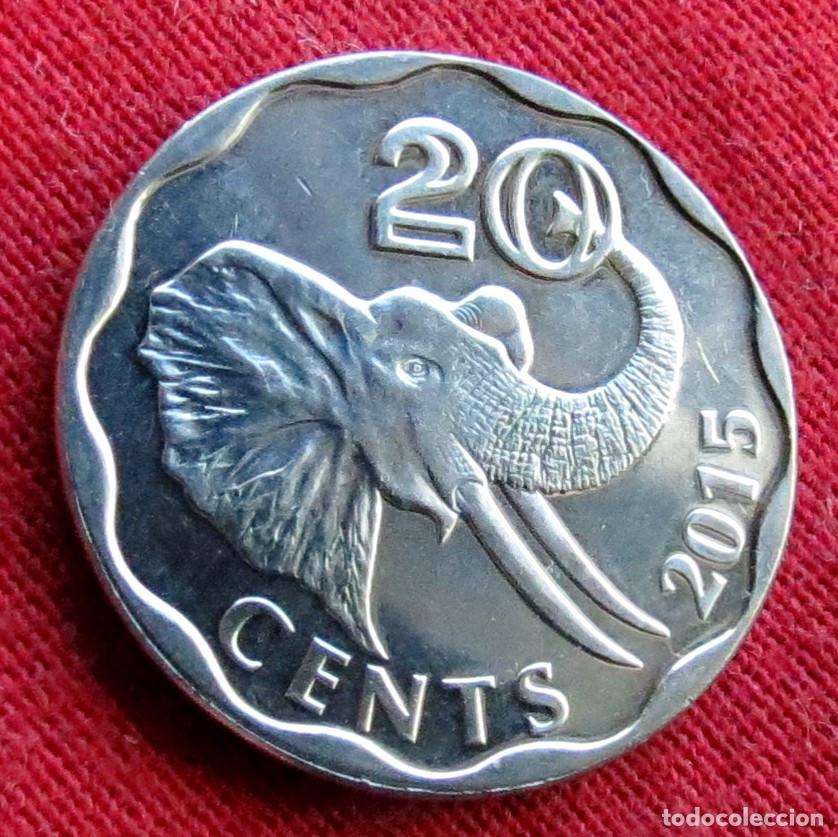 Monedas antiguas de &Aacute;frica: Swaziland 20 cents 2015 elefante Eswatini UNC