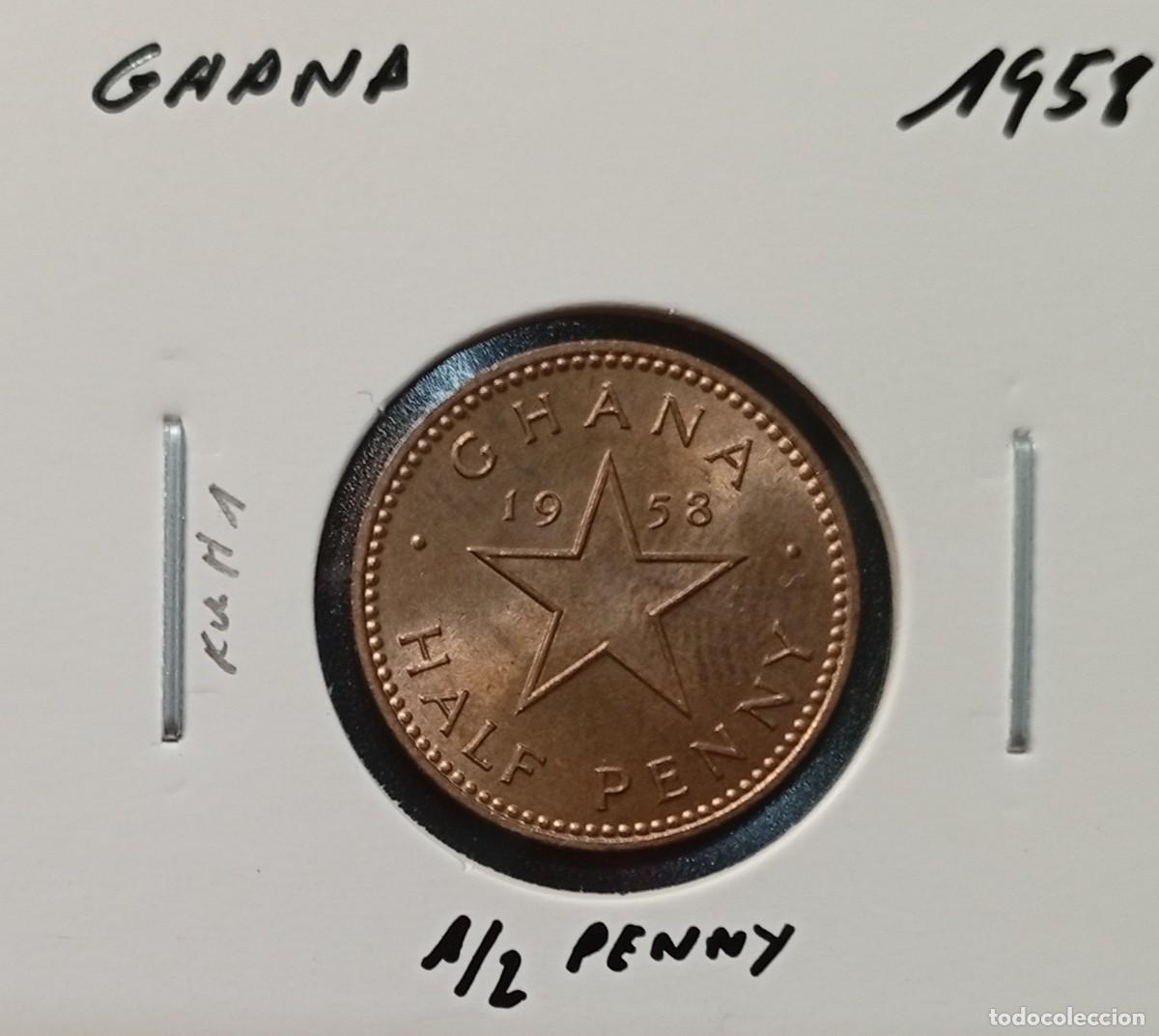 Monedas antiguas de &Aacute;frica: GHANA 1/2 PENIQUES / HALF PENNY 1958 KM#1 EBC.
