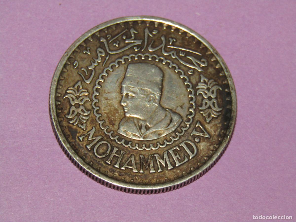 Monedas antiguas de &Aacute;frica: Antigua Moneda de Plata de MARRUECOS 500 Francs 1956 MOHAMMED V - EMPIRE CHERIFIEN
