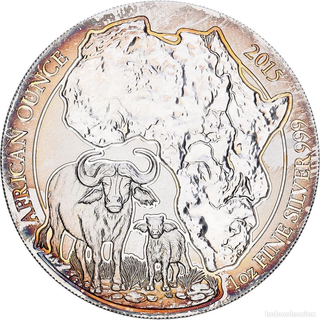Monedas antiguas de &Aacute;frica: [#1168094] Ruanda, 50 Francs, Cape Buffalo, 2015, 1 Oz, Plata, EBC+