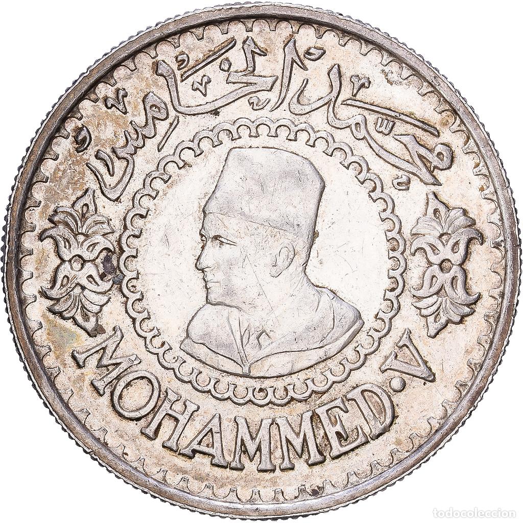 Monedas antiguas de &Aacute;frica: [#1118389] Marruecos, Mohammed V, 500 Francs, AH 1376 (1956), Paris, Plata, MBC+