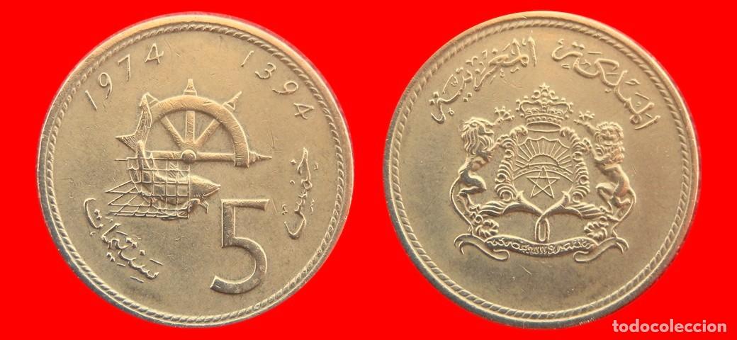 Monedas antiguas de &Aacute;frica: 5 SANTIMAT 1974 MARRUECOS-157268