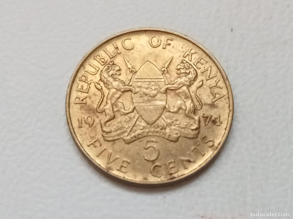 Monedas antiguas de &Aacute;frica: KENYA 5 CENTS 1974 KM#10 POCO COM&Uacute;N