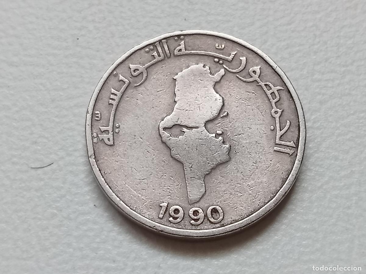 Monedas antiguas de &Aacute;frica: T&Uacute;NEZ 1/2 DINAR 1990 KM.318