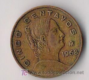 UNCIRCULATED 5 Centavos 1968 Details about   Mexico 