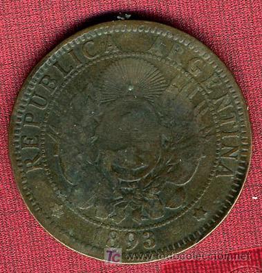 Monedas antiguas de Am&eacute;rica: MONEDA ARGENTINA DE DOS CENTAVOS - 1893 - Foto 2