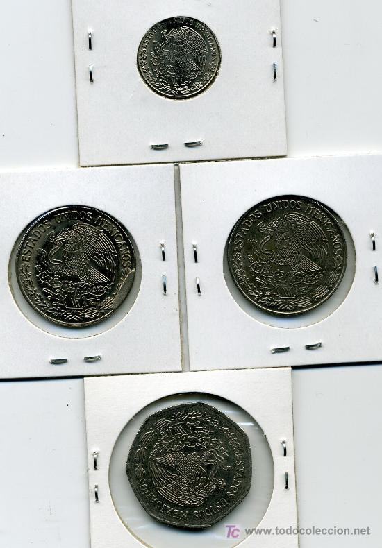 Moedas antigas da Am&eacute;rica: CUATRO MONEDAS MEXICO A&Ntilde;OS 1978 Y 1979 VALORES DE 20 CTVOS. 2 DE UN PESO Y 1 DE DIEZ PESOS - VER FOT