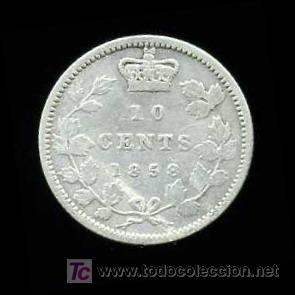 Monedas antiguas de Am&eacute;rica: CANADA: 10 Cent. 1858 (Plata) - Foto 2