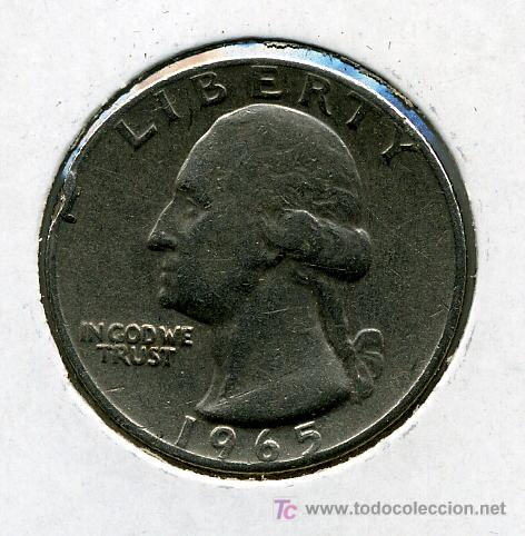Monedas antiguas de Am&eacute;rica: EE.UU. 1965 QUARTER DOLLAR - Foto 1