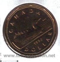Monedas antiguas de Am&eacute;rica: 1 d&oacute;lar Canad&aacute;. 1994. - Foto 1