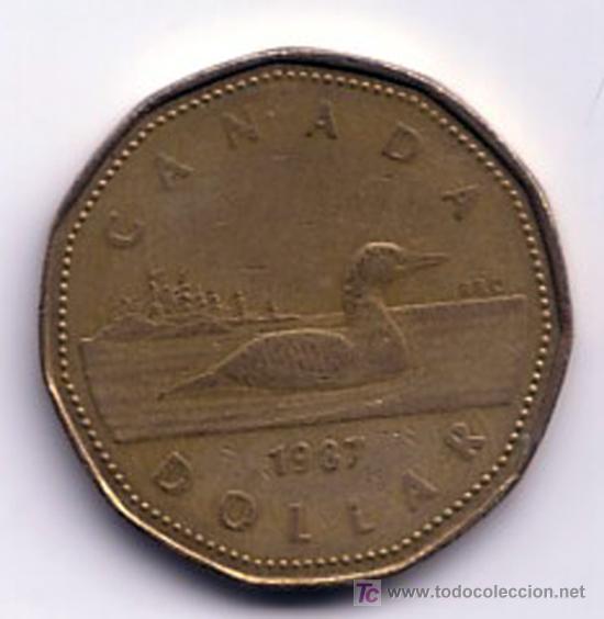 Monedas antiguas de Am&eacute;rica: moneda de 1 dolar de CANADA 1987 - Foto 2