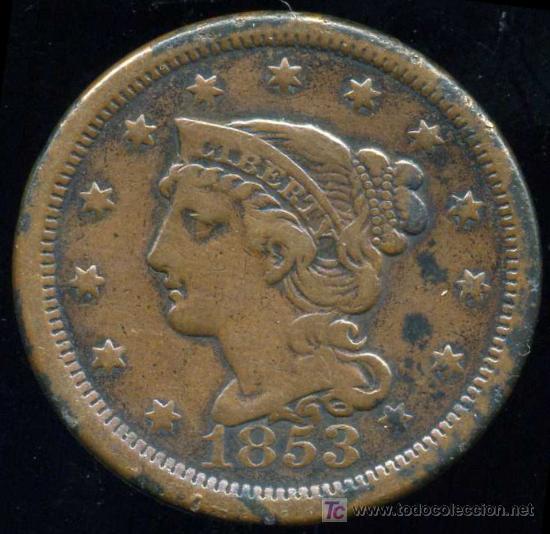 Monedas antiguas de Am&eacute;rica: U.S.A. : 1 Cent. 1853 - Foto 1