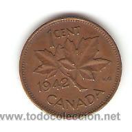 Monedas antiguas de Am&eacute;rica: 1 CENTIMO CANADA 1942 - Foto 1