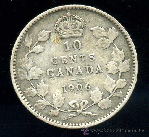 Monedas antiguas de Am&eacute;rica: CANADA : 10 Cent. 1906 (Plata) - Foto 2