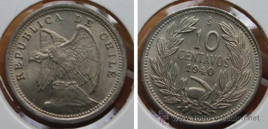 Monedas antiguas de Am&eacute;rica: CHILE 10 CENTAVOS 1940, SC - Foto 1