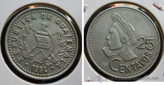 Monedas antiguas de Am&eacute;rica: GUATEMALA 25 CENTAVOS 1994 - Foto 1